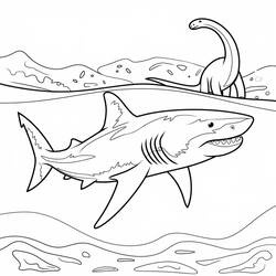 Página para colorir: Megalodonte (Animais Pré-históricos) #220706 - Páginas para Colorir Imprimíveis Gratuitamente