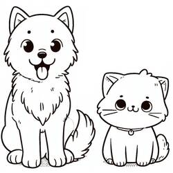 Página para colorir: Cão e Gato (Animais) #211049 - Páginas para Colorir Imprimíveis Gratuitamente