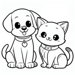 Página para colorir: Cão e Gato (Animais) #211081 - Páginas para Colorir Imprimíveis Gratuitamente