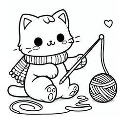 Desenhos para colorir: Gato Kawaii - Páginas para Colorir Imprimíveis Gratuitamente