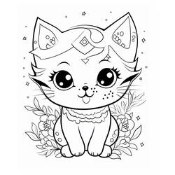 Desenho Gato Kawaii (Animais) #216289 para imprimir e colorir