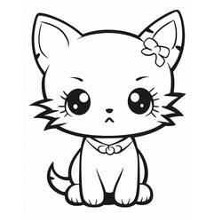 Desenho Gato Kawaii (Animais) #216295 para imprimir e colorir