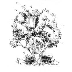 Página para colorir: casa na árvore (Edifícios e Arquitetura) #66084 - Páginas para Colorir Imprimíveis Gratuitamente