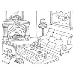 Página para colorir: Sala de estar (Edifícios e Arquitetura) #63021 - Páginas para Colorir Imprimíveis Gratuitamente