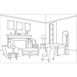Página para colorir: Sala de estar (Edifícios e Arquitetura) #63226 - Páginas para Colorir Imprimíveis Gratuitamente