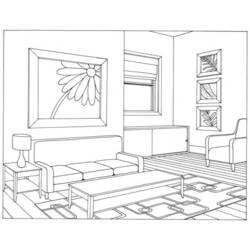 Página para colorir: Sala de estar (Edifícios e Arquitetura) #66373 - Páginas para Colorir Imprimíveis Gratuitamente