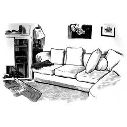 Página para colorir: Sala de estar (Edifícios e Arquitetura) #66377 - Páginas para Colorir Imprimíveis Gratuitamente