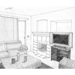 Página para colorir: Sala de estar (Edifícios e Arquitetura) #66378 - Páginas para Colorir Imprimíveis Gratuitamente