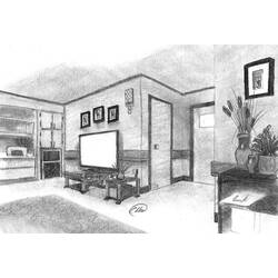 Página para colorir: Sala de estar (Edifícios e Arquitetura) #66386 - Páginas para Colorir Imprimíveis Gratuitamente