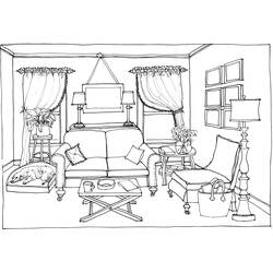Página para colorir: Sala de estar (Edifícios e Arquitetura) #66430 - Páginas para Colorir Imprimíveis Gratuitamente