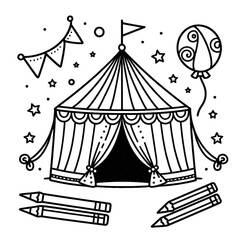 Desenhos para colorir: Tenda de Circo - Páginas para Colorir Imprimíveis Gratuitamente