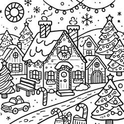 Desenhos para colorir: Aldeia de Natal - Páginas para Colorir Imprimíveis Gratuitamente