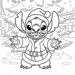 Desenhos para colorir: Stitch de Natal - Páginas para Colorir Imprimíveis Gratuitamente