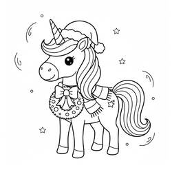 Desenho Unicórnio de Natal (Feriados e Celebrações) #222187 para imprimir e colorir