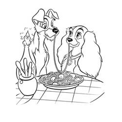 Desenhos para colorir: Lady e the Tramp - Páginas para Colorir Imprimíveis Gratuitamente
