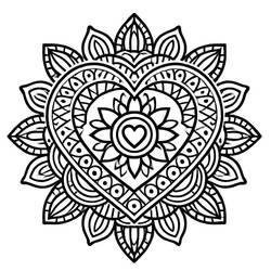 Desenho Mandalas de Coração (Mandalas) #218158 para imprimir e colorir
