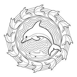 Página para colorir: Mandalas de Golfinhos (Mandalas) #219084 - Páginas para Colorir Imprimíveis Gratuitamente