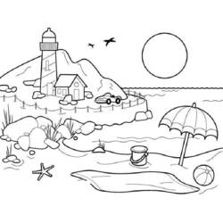 Página para colorir: Praia (Natureza e Estações) #158970 - Páginas para Colorir Imprimíveis Gratuitamente