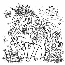 Desenhos para colorir: Princesa Unicórnio - Páginas para Colorir Imprimíveis Gratuitamente