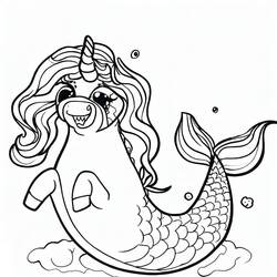 Desenho Unicórnio Sereia (Personagens) #186431 para imprimir e colorir