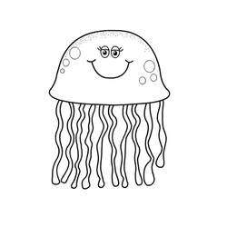 Desenho de Água-viva com rosto sorridente para colorir