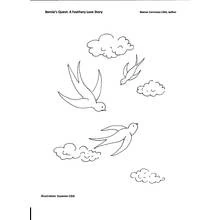 Desenho de Andorinhas voando entre nuvens para colorir