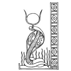Desenho de Cobra com disco solar em estilo egípcio para colorir