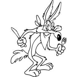 Desenho de Coiote com uma faca e um garfo para colorir Desenho de Coiote com uma faca e um garfo para colorir