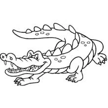 Desenho de Crocodilo sorridente em pé para colorir
