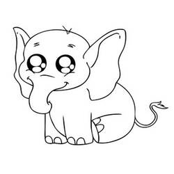 Desenho de Elefante sentado com olhos grandes e ternos para colorir