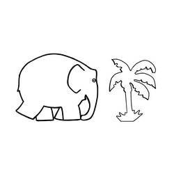 Desenho de Elefante caminhando perto de uma palmeira para colorir