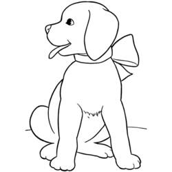 Desenho de Filhote sentado com um laço no pescoço para colorir