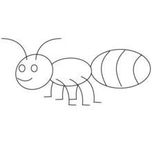 Desenho de Formiga sorridente e simples para colorir