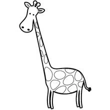 Desenho de Girafa de perfil com borla no rabo para colorir