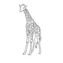 Desenho de Girafa de pé com pelagem manchada para colorir