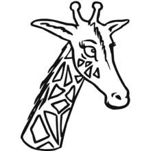 Desenho de Girafa em close com pescoço estampado para colorir