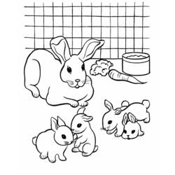 Desenho de Hamster em família numa jaula com cenoura para colorir
