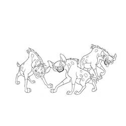 Desenho de Três hienas caminhando juntas para colorir