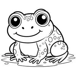 Desenho de Sapo sentado com um grande sorriso para colorir Desenho de Sapo sentado com um grande sorriso para colorir