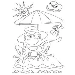 Desenho de Sapo relaxando na praia para colorir Desenho de Sapo relaxando na praia para colorir