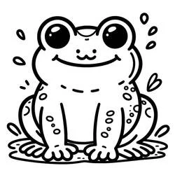 Desenho de Sapo sentado com um grande sorriso para colorir Desenho de Sapo sentado com um grande sorriso para colorir