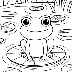 Desenho de Sapo sentado numa folha de nenúfar para colorir Desenho de Sapo sentado numa folha de nenúfar para colorir