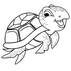 Desenho de Tartaruga marinha bebê nadando para colorir Desenho de Tartaruga marinha bebê nadando para colorir