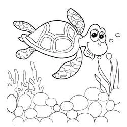 Desenho de Tartaruga nadando sobre o recife para colorir Desenho de Tartaruga nadando sobre o recife para colorir