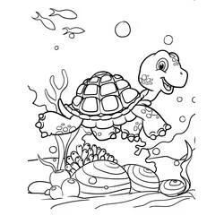 Desenho de Tartaruga em um jardim submarino para colorir Desenho de Tartaruga em um jardim submarino para colorir