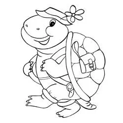 Desenho de Tartaruga em viagem com flor e mochila para colorir Desenho de Tartaruga em viagem com flor e mochila para colorir