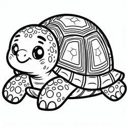 Desenho de Tartaruga caminhando com círculos e olhos grandes para colorir Desenho de Tartaruga caminhando com círculos e olhos grandes para colorir