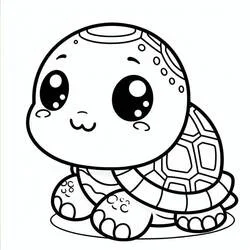 Desenho de Tartaruga com olhos grandes e brilhantes para colorir Desenho de Tartaruga com olhos grandes e brilhantes para colorir