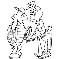 Desenho de Tartaruga e lebre bravos para colorir Desenho de Tartaruga e lebre bravos para colorir