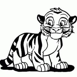 Desenho de Filhote de tigre sentado com olhos grandes para colorir Desenho de Filhote de tigre sentado com olhos grandes para colorir